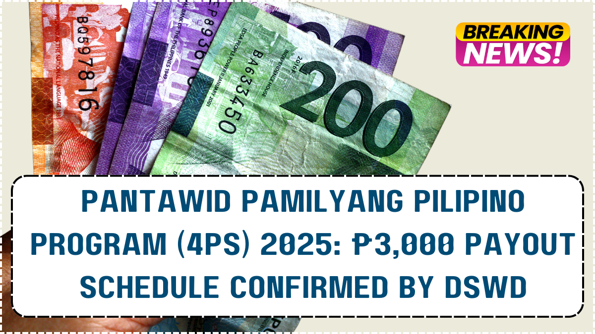 Pantawid Pamilyang Pilipino Program (4Ps) 2025: ₱3,000 Payout Schedule Confirmed by DSWD